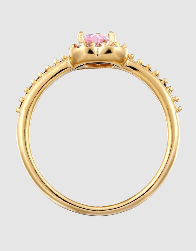Elli Jewelry - Zirconia Heart Band Ring in Gold-Plated 925 Silver