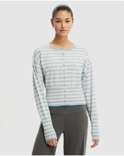 Grey Marle, Seaside Blue & White Stripe
