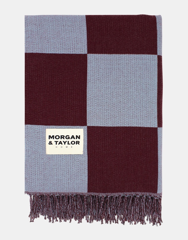 Morgan & Taylor - Checkmate Soft Touch Throw Blanket in Blue & Chocolate Brown Check