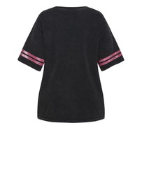 City Chic - Plus size Oversized Tickets Tee - black acid wash