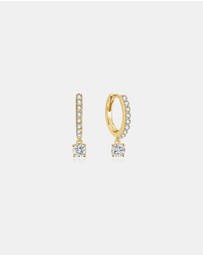 Ania Haie - Gold Dangling Sparkle Huggie Hoop Earrings