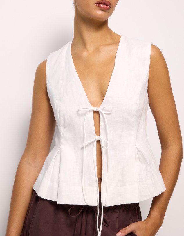 AERE - Linen Tie Front Top