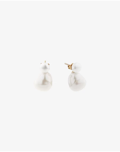 Michael Hill - 6.5mm Bar Drop Earrings with Cultured Freshwater Pearls in 10kt Yellow Gold
