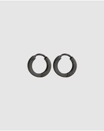 Kuzzoi - ICONIC EXCLUSIVE - Earrings Black Hoops 925 Sterling Silver