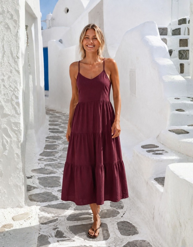 Esther & Co - Sonya Dress - Bordeaux