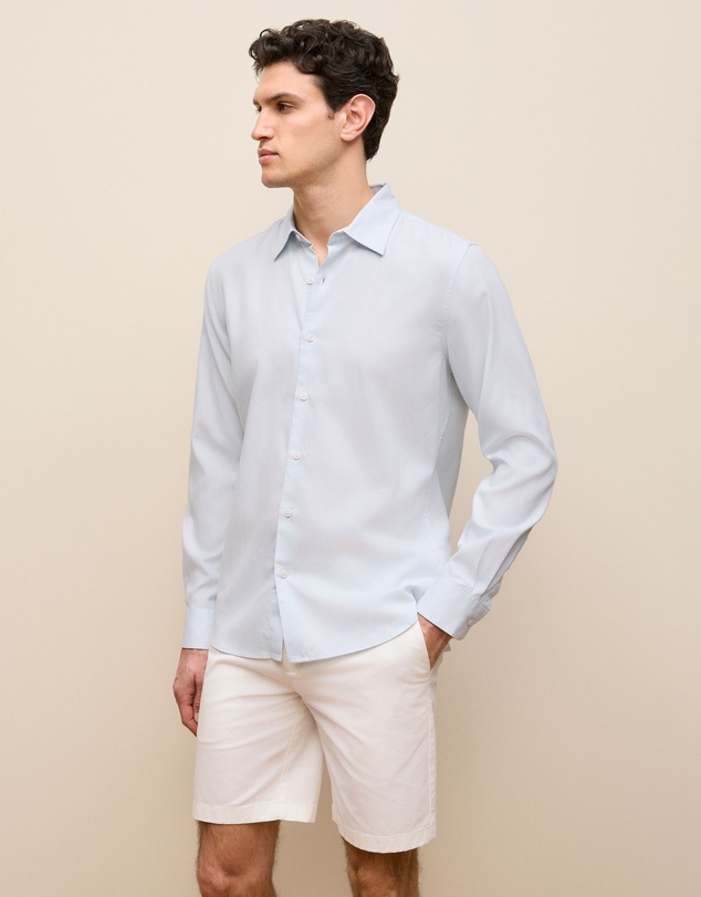 Trenery - Tailored Fit Soft Long Sleeve Shirt in Ice Blue