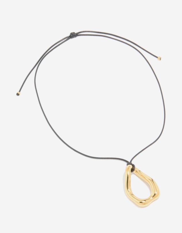 Lovisa - Waterproof Gold Plated Stainless Steel Large Open Pendant Cord Necklace