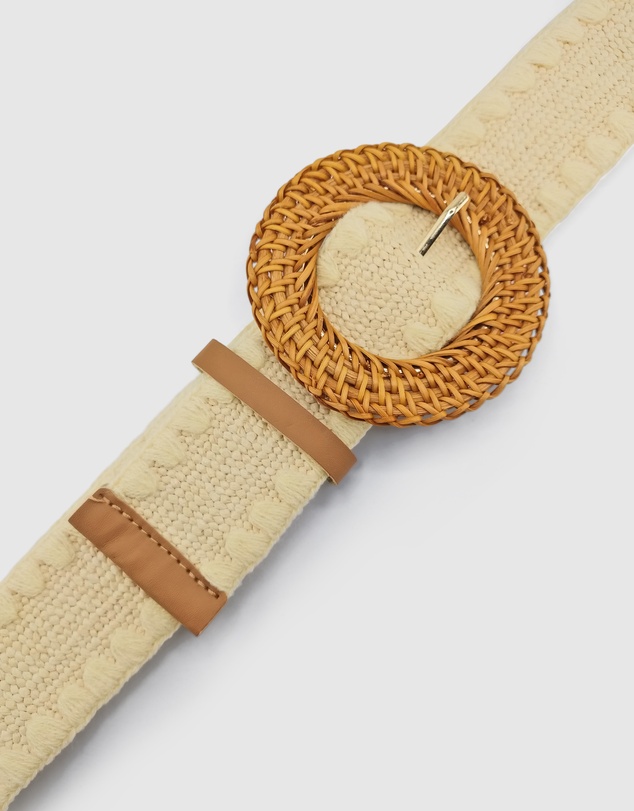 Miz Casa and Co - Patterned Cream Rattan Woven Belt
