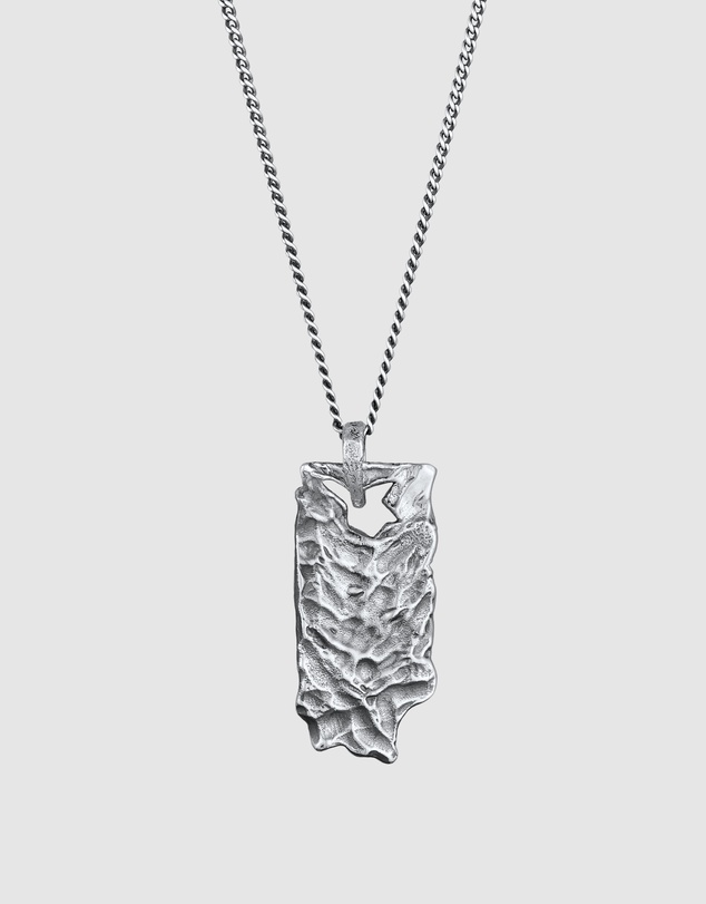 Kuzzoi - ICONIC EXCLUSIVE - Structured Tag Pendant Necklace in 925 Sterling Silver
