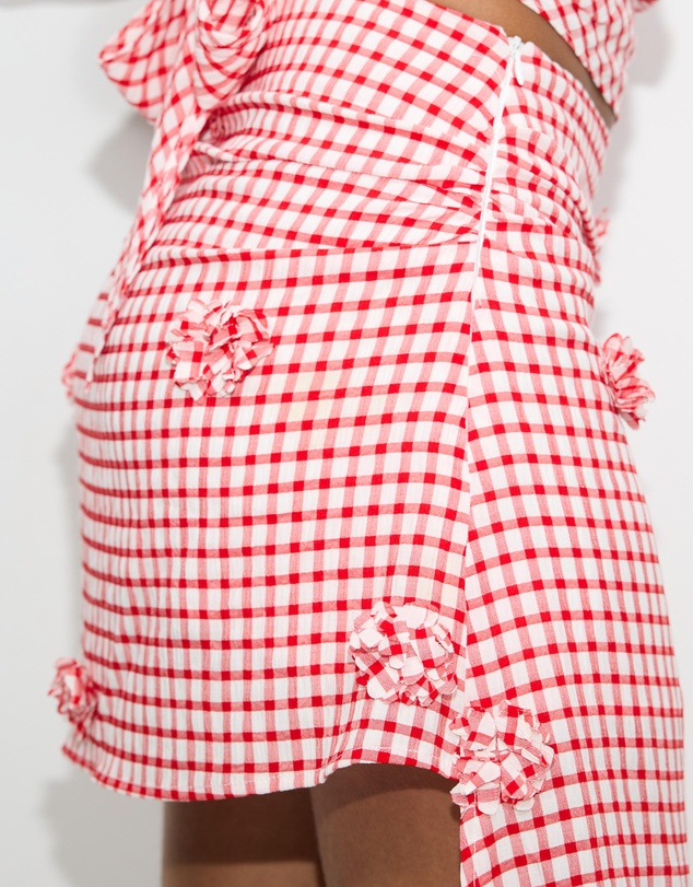 Dazie - Piazza Check Asymmetric Skirt