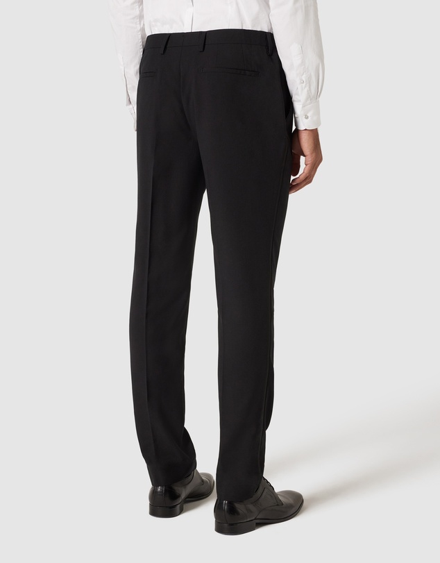 Politix - Slim Fit Premium Wool Silk Tuxedo Pant With Satin Side Stripe