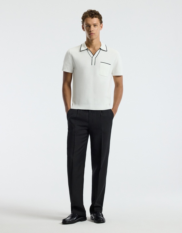 Calibre - Tipped Edge Open Neck Polo Ivory