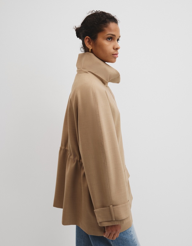 Country Road - Wool Blend Tailored Funnel Coat
