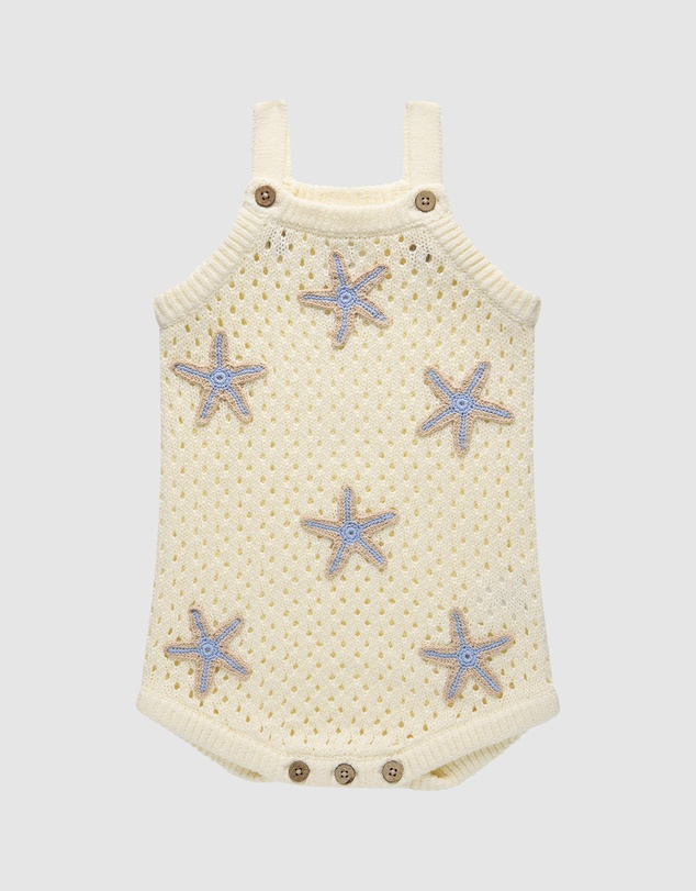Kynd Baby - Crochet Romper in Coconut Star