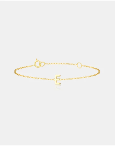 The Silver Collective - Petite A-Z Letter Bracelet - E