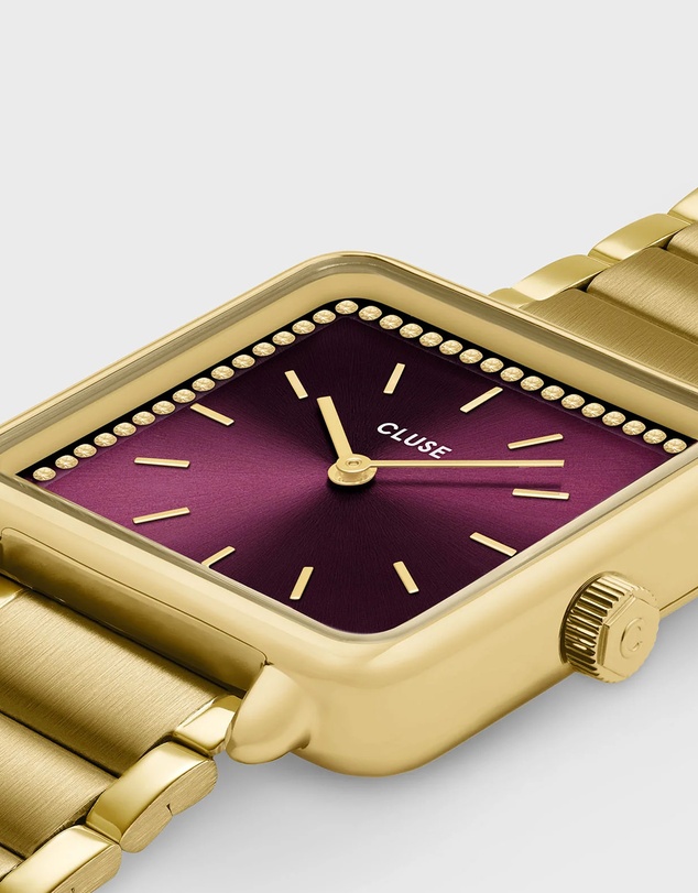 Cluse - La Tétragone Watch Steel, Wine stones, Gold Colour