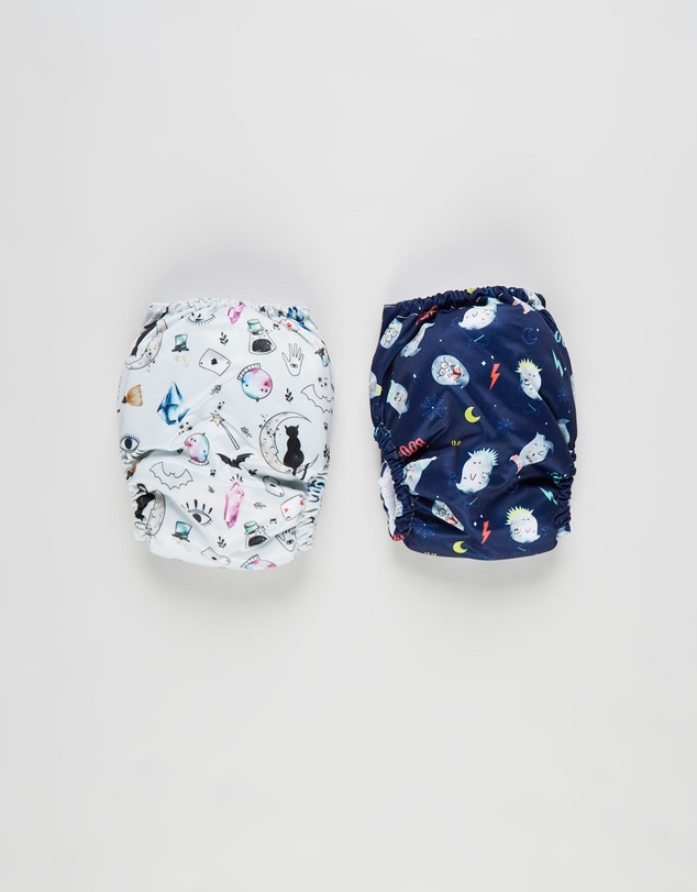itti bitti - Bare Essentials One Size Fits Most Reusable Cloth Nappy & Wetbag 2-Pack