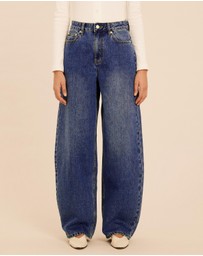 AERE - Mid-Rise Barrel Leg Jeans