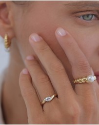 Elli Jewelry - Ring Crystal Oval 925 Sterling Silver Gold-Plated