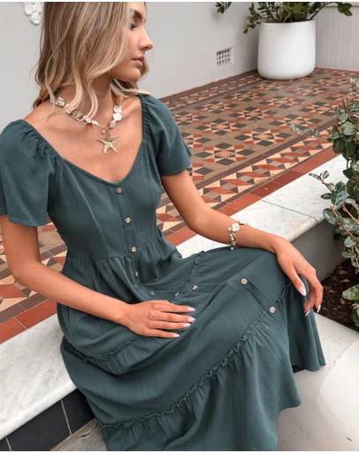 Esther & Co - Celie Dress - Deep Green