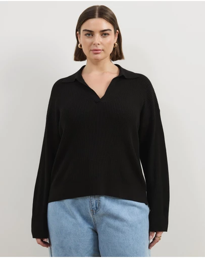 Atmos&Here Curvy - Eden Rib Collar Knit