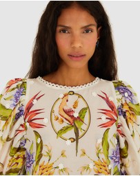 Farm Rio - Tropical Scarf Sand Green Blouse