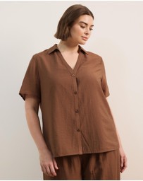 Atmos&Here Curvy - Josie Linen Blend Short Sleeve Shirt