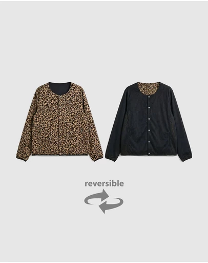 TAION - Non Down Basic Reversible Crew Neck Cardigan