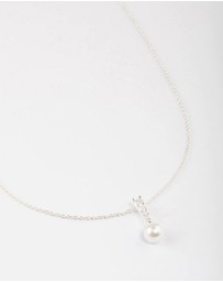 Lovisa - Silver Plated Cubic Zirconia Freshwater Pearl Pendant Necklace
