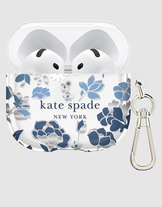 Kate Spade - Kate Spade Flowerbed Blue with Silver Clip Case for AirPod 4