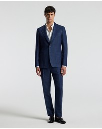 Calibre - Textured Linen Blend Blazer Denim Blue