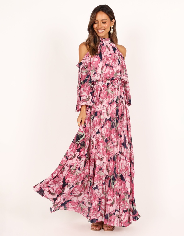 Petal & Pup - Hilary Pleated Maxi Dress - Pink Floral