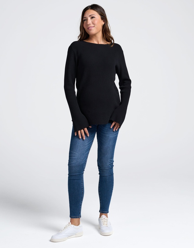 Angel Maternity - Arial Maternity Oversized Luxury Knit Nursing Jumper in Black