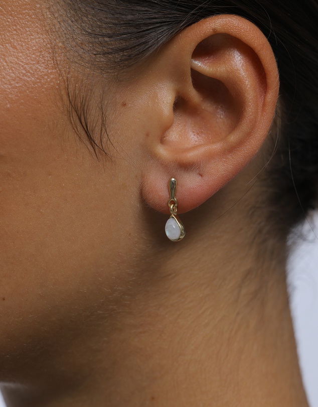 Elli Jewelry - Moonstone Teardrop Jewellery Set in Gold-Plated 925 Silver