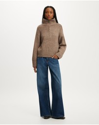 Cotton On - Luxe Funnel Zip Pullover