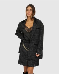 Belle & Bloom - City Noir Tweed Oversized Blazer