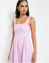 Revibe - Repaired AERE Inara Pleated Linen Midi Dress - AU 16