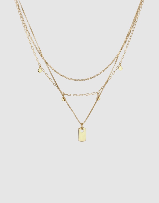 Elli Jewelry - Necklace Layer Disc 925 Sterling Silver Gold-Plated