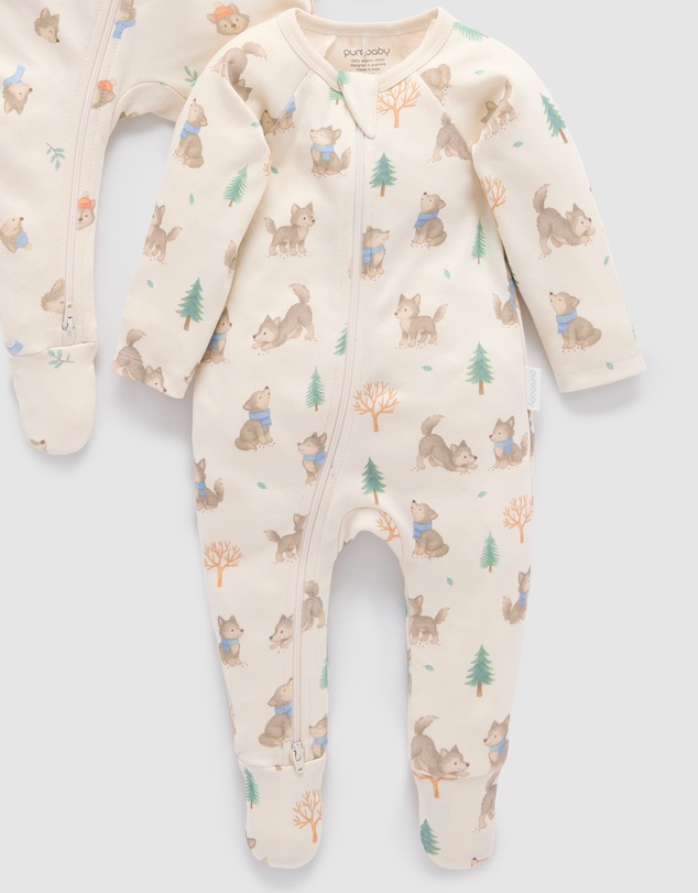 Purebaby - 2 Pack Zip Growsuit -Kids-Babies