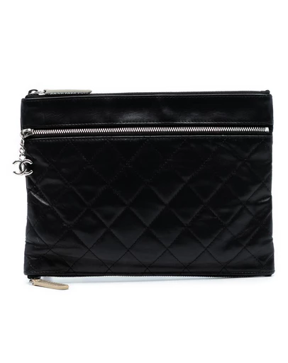 Pre-Loved by Azura Reborn - Pre-Loved Small CC Quilted Lambskin Multi Zip Clutch