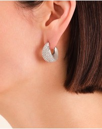 Rosefield - Pavé Half Moon Silver-Tone Hoop Earrings