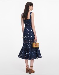 Self Portrait - Polka Dot Linen Midi Dress