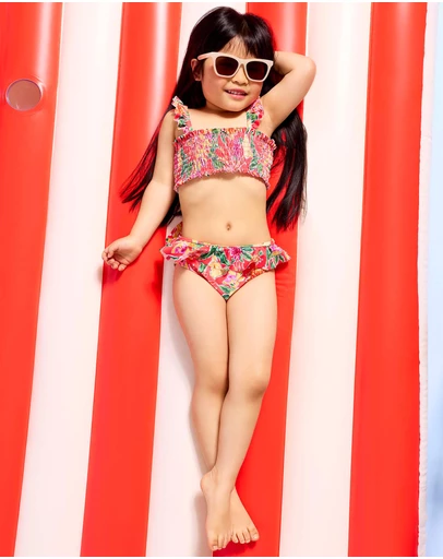 Seafolly - Hot House Melon Shirred Bikini - Kids