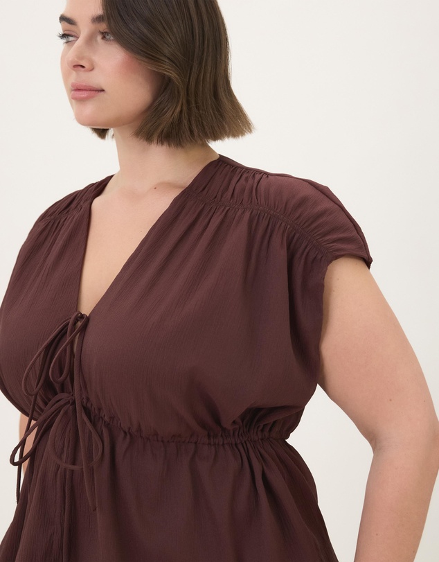 Atmos&Here Curvy - Hailey Organza Gathered Top
