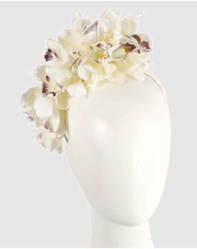 Max Alexander - Large Cream Flower Headband Fascinator