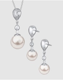 Elli Jewelry - Jewelry Set with Pearls Zirconia 925 Sterling Silver