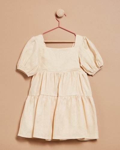Square Neck Puff Sleeve Dress - Kids