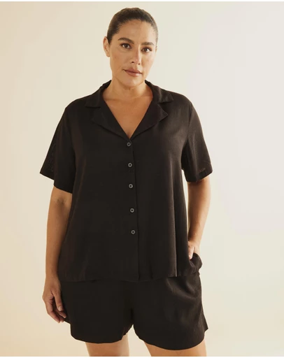 Atmos&Here Curvy - Alis Linen Blend Shirt