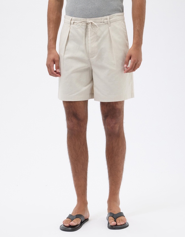 AERE - Linen Blend Tie Waist Shorts