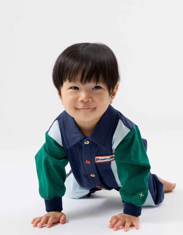 Goldie + Ace - Panelled Rugby Logo Romper - Babies